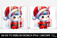 Expressive Baby Bunny with Santa Hat PNG Product Image 1