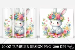 Colorful Rabbit with Flower Crown | 20 oz Tumbler Product Image 1