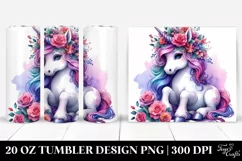 Cute Unicorn with Floral Wreath Clipart, High-Res 20 Oz Product Image 1