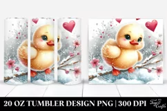 Washed Watercolor Duck with Hearts 20 Oz Tumbler Product Image 1