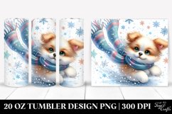 Whimsical Dog Tumbling in Snow, Transparent 20 Oz Tumbler Product Image 1