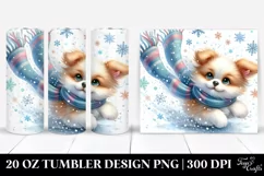 Whimsical Dog Tumbling in Snow, Transparent 20 Oz Tumbler Product Image 1
