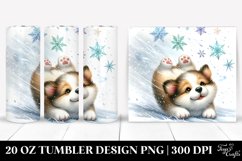 Whimsical Dog Tumbling in Snow, Transparent 20 Oz Tumbler Product Image 1