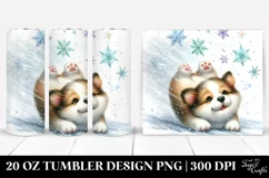 Whimsical Dog Tumbling in Snow, Transparent 20 Oz Tumbler Product Image 1