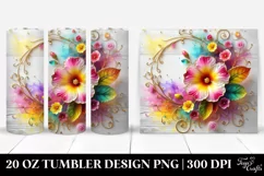 20 Oz Tumbler Sublimation | Colorful Primrose White Wooden Product Image 1