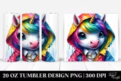 Expressive Baby Unicorn with Raincoat, Transparent PNG Product Image 1