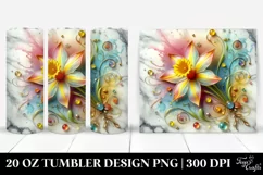 20 Oz Tumbler Sublimation | Colorful Daffodil Marble Product Image 1