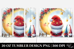Vibrant Santa with Gnomes on Moon | 20 oz Tumbler Product Image 1