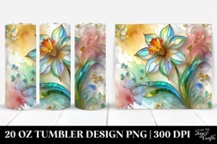 20 Oz Tumbler Sublimation | Colorful Daffodil Marble Product Image 1