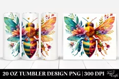 Abstract Watercolor Bee Flowers | 20 Oz Tumbler Product Image 1