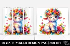 Cute Lamb with Flower Crown 20 Oz Tumbler Product Image 1