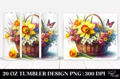 20 Oz Tumbler Sublimation | Vibrant Daffodil Basket Product Image 1