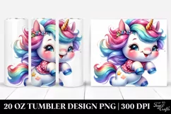 Funny Jumpy Unicorn Watercolor | Tshirt|Tumbler|Mug|Clipart Product Image 1