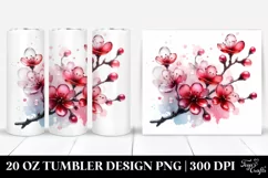 20 Oz Tumbler Sublimation | Glossy Cherry Blossom Art Product Image 1