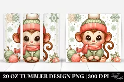 Cute Retro Baby Monkey Clipart, Transparent 20 Oz Tumbler Product Image 1