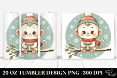 Cute Retro Baby Monkey Clipart, Transparent 20 Oz Tumbler Product Image 1