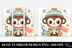 Cute Retro Baby Monkey Clipart, Transparent 20 Oz Tumbler Product Image 1