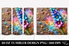 20 Oz Tumbler Sublimation | Colorful Delphinium Wooden Product Image 1