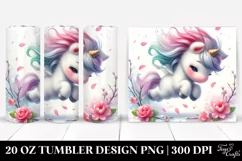 Cute Baby Unicorn Tumbling with Spring Petals | 20 Oz Product Image 1