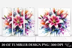 Vibrant Abstract Watercolor Bouquet | 20 Oz Tumbler Product Image 1