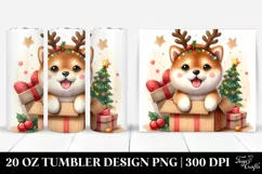 Enthusiastic Shiba Inu with Reindeer Horns, High-Quality PNG Product Image 1