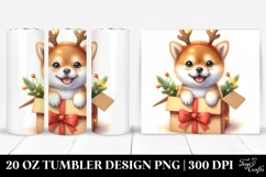 Enthusiastic Shiba Inu with Reindeer Horns, High-Resolution Product Image 1