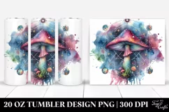 Vibrant Celestial Mushroom Clipart, Transparent 20 Oz Product Image 1