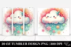 Vibrant Retro Cloud with Snowflakes | 20 oz Tumbler Product Image 1
