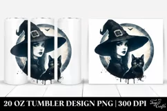 Retro Evil Witch Clipart, High-Res 20 Oz Tumbler Product Image 1