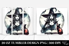 Retro Evil Witch Clipart, High-Res 20 Oz Tumbler Product Image 1