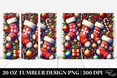 Vibrant Christmas Stockings Clipart, Transparent 20 Oz Product Image 1
