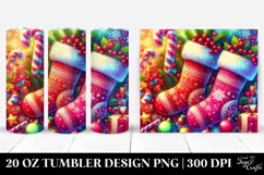 Vibrant Christmas Stockings Clipart, Transparent 20 Oz Product Image 1