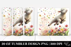 20 Oz Tumbler Sublimation | Watercolor Lamb Tumbling Spring Product Image 1