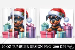 Enthusiastic Doberman Pinscher with Santa Hat PNG Product Image 1