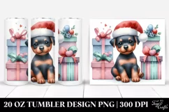 Enthusiastic Doberman Pinscher with Santa Hat PNG Product Image 1