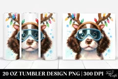 English Springer Spaniel with Reindeer Horns PNG Product Image 1