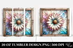 Abstract Wooden Daisy Clipart, Transparent 20 Oz Tumbler Product Image 1