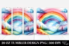 Colorful Watercolor Rainbow & Pastel Trees | 20 oz Tumbler Product Image 1