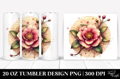 Watercolor Camellia with Golden Insertions | 20 oz Tumbler Product Image 1