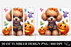 Colorful Poodle with Halloween Jack-O Lantern, Transparent Product Image 1