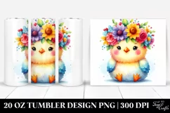 Cartoon Chicken Flower Crown | 20 oz Tumbler Product Image 1
