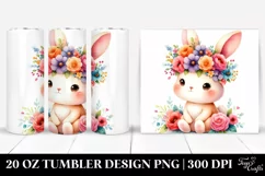 Cartoon Rabbit Flower Crown | 20 oz Tumbler Product Image 1