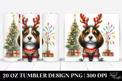 Expressive Basset Hound with Reindeer Horns PNG Product Image 1
