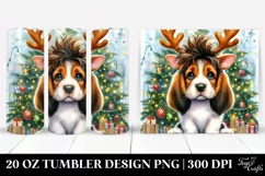 Expressive Basset Hound with Reindeer Horns PNG Product Image 1