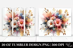 Colorful Watercolor Abstract Bouquet with Gold Foil | 20 oz Product Image 1