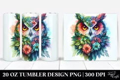 Abstract Vibrant Owl with Flowers. 20 Oz Tumbler Design Product Image 1