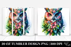 Abstract Watercolor Owl Flowers | 20 Oz Tumbler Product Image 1