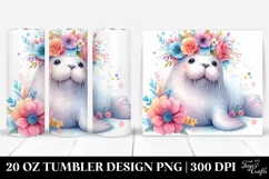Cartoon Walrus Flower Crown | 20 oz Tumbler Product Image 1