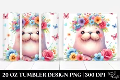 Cartoon Walrus Flower Crown | 20 oz Tumbler Product Image 1