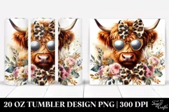 Elegant Highland Cow with Glitter and Animal Print | 20 oz Product Image 1